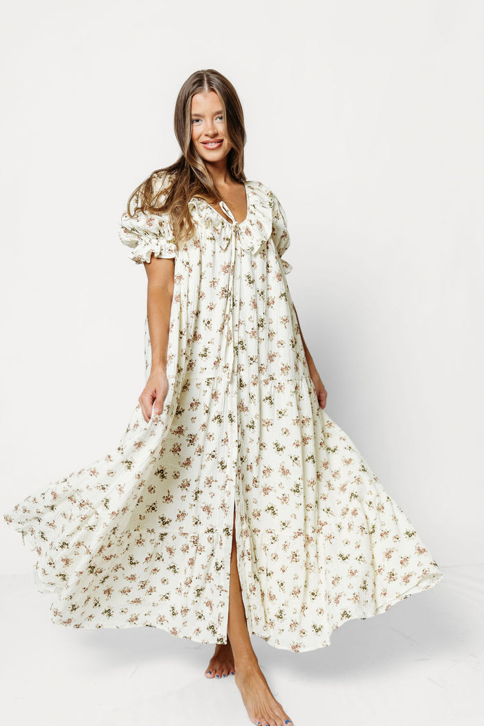 Sunday 100% Cotton Maxi Dress in Ivory Floral - Bump Friendly & Inclusive Sizing *9/30 PRE-ORDER*