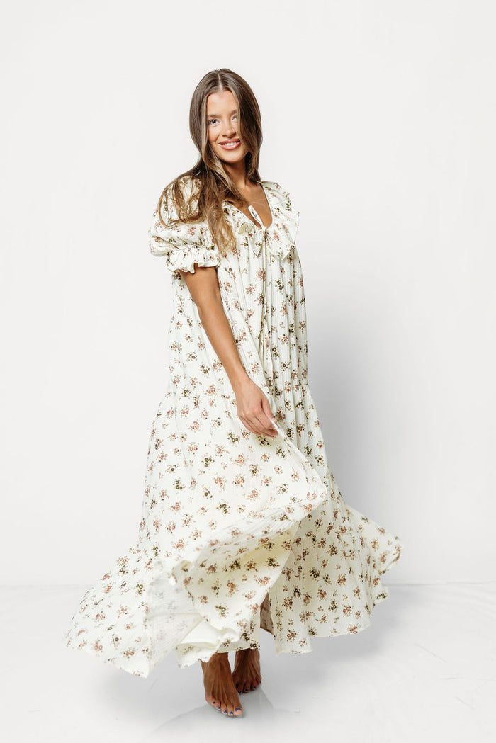 Sunday 100% Cotton Maxi Dress in Ivory Floral - Bump Friendly & Inclusive Sizing *9/30 PRE-ORDER*