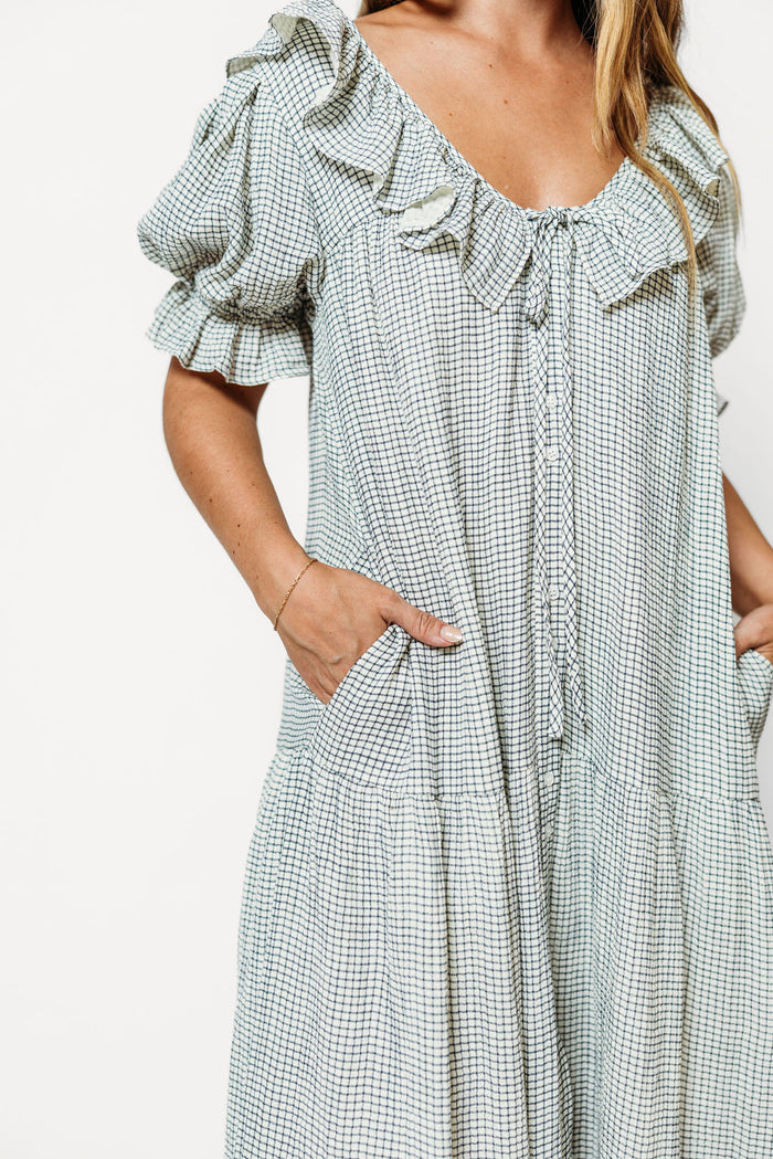 Sunday 100% Cotton Maxi Dress in Navy Grid - Bump Friendly & Inclusive Sizing *9/30 PRE-ORDER*