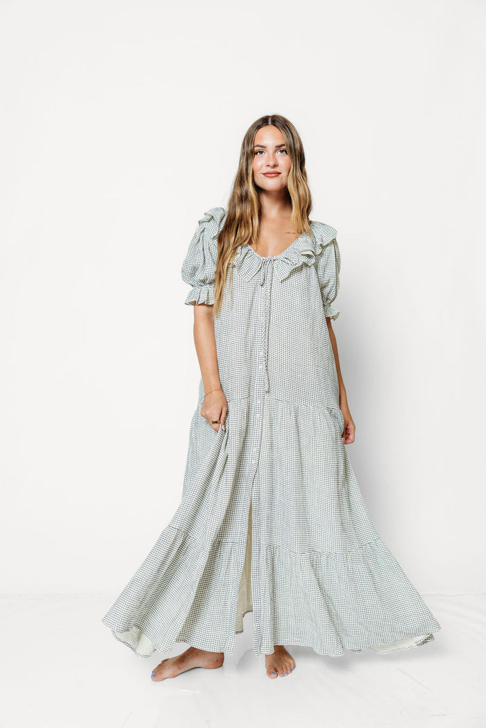 Sunday 100% Cotton Maxi Dress in Navy Grid - Bump Friendly & Inclusive Sizing *9/30 PRE-ORDER*
