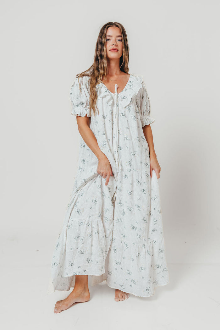 Sunday 100% Cotton Maxi Dress in Off-White - Bump Friendly & Inclusive Sizing
