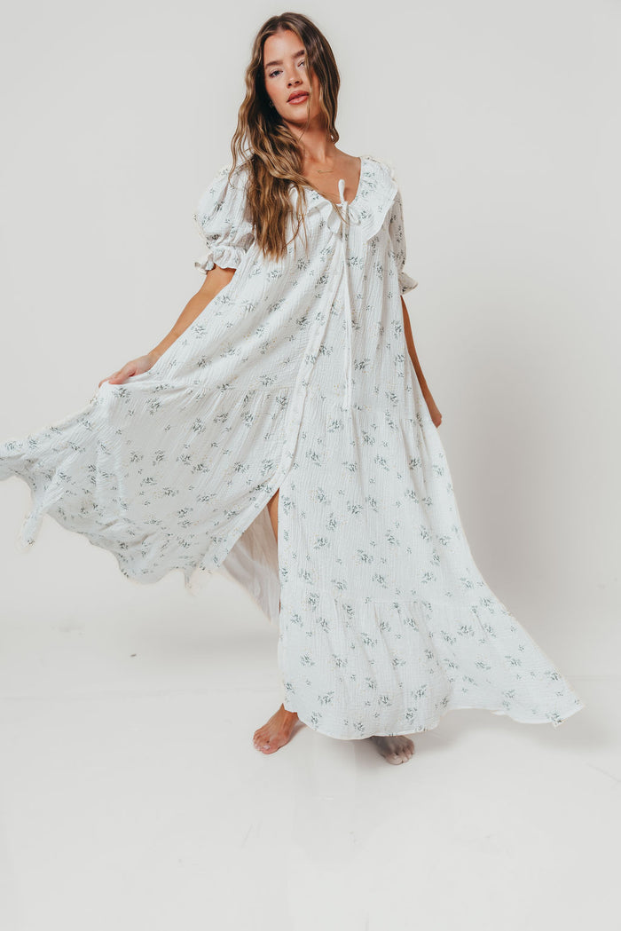 Sunday 100% Cotton Maxi Dress in Off-White - Bump Friendly & Inclusive Sizing