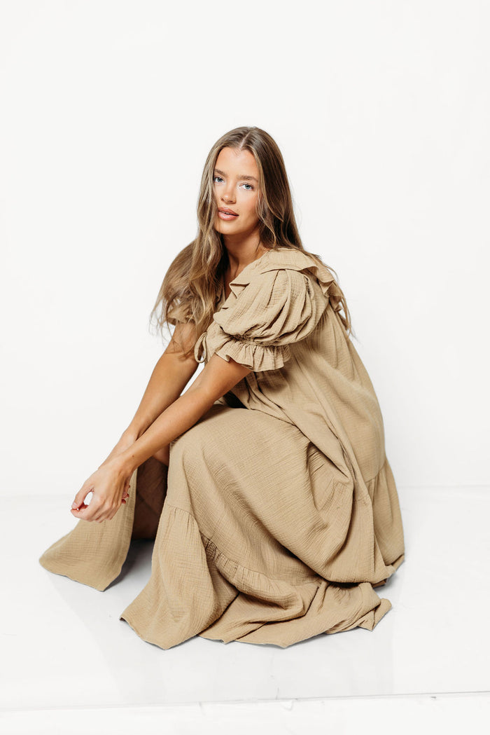Sunday 100% Cotton Maxi Dress in Taupe - Bump Friendly *10/6 PRE-ORDER*