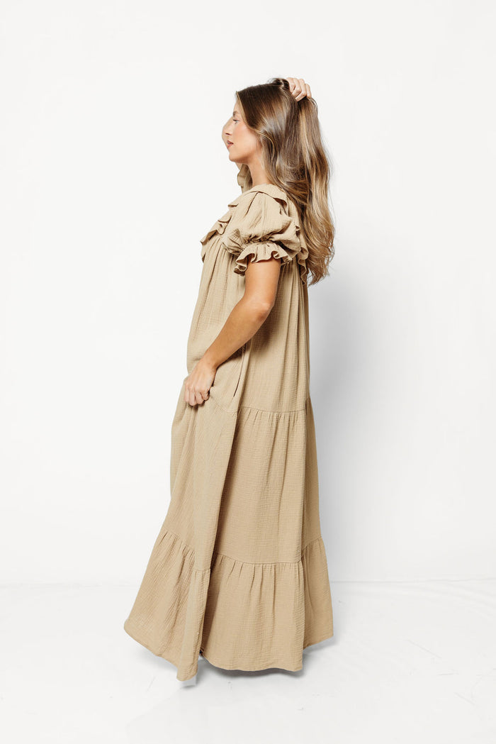 Sunday 100% Cotton Maxi Dress in Taupe - Bump Friendly *10/6 PRE-ORDER*
