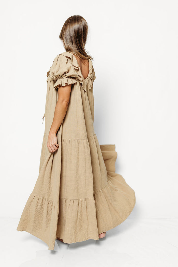 Sunday 100% Cotton Maxi Dress in Taupe - Bump Friendly *10/6 PRE-ORDER*