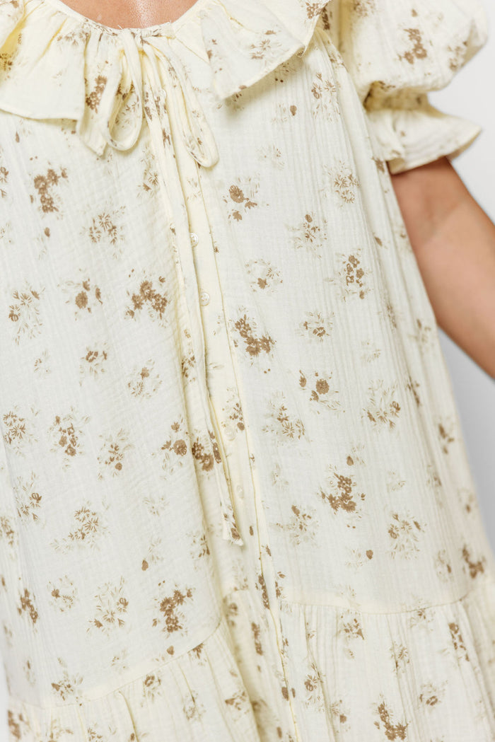 Sunday 100% Cotton Maxi Dress in Taupe Floral - Bump Friendly & Inclusive Sizing *9/30 PRE-ORDER*