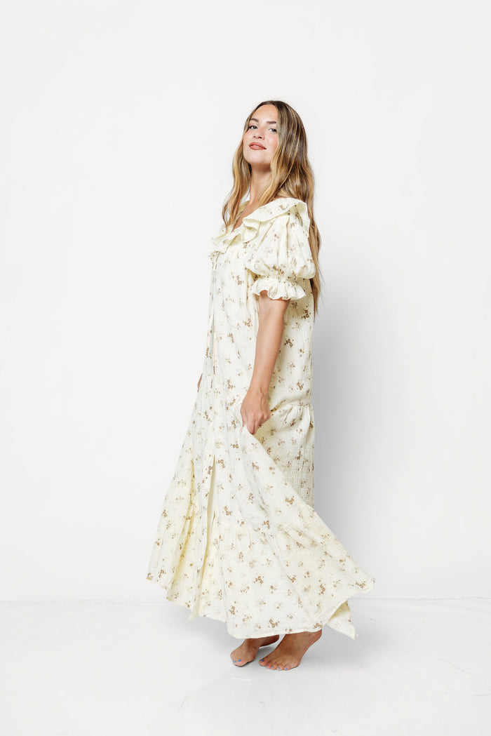 Sunday 100% Cotton Maxi Dress in Taupe Floral - Bump Friendly & Inclusive Sizing *9/30 PRE-ORDER*
