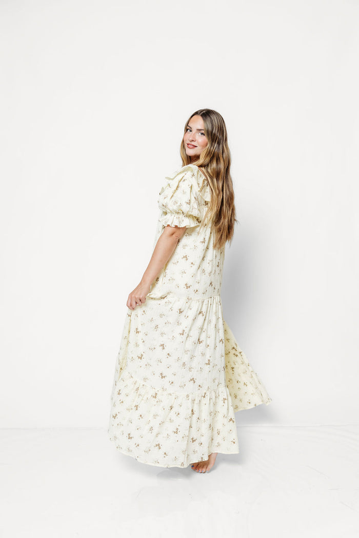 Sunday 100% Cotton Maxi Dress in Taupe Floral - Bump Friendly & Inclusive Sizing *9/30 PRE-ORDER*