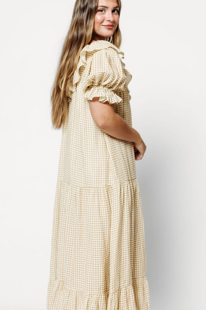 Sunday 100% Cotton Maxi Dress in Toffee Grid - Bump Friendly & Inclusive Sizing *9/30 PRE-ORDER*