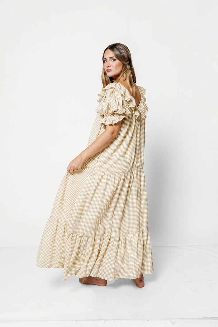 Sunday 100% Cotton Maxi Dress in Toffee Grid - Bump Friendly & Inclusive Sizing *9/30 PRE-ORDER*