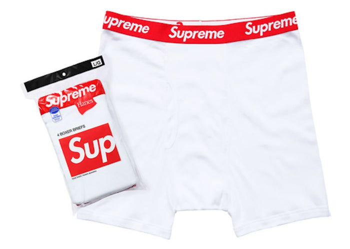 Supreme Hanes Boxer Briefs (4 Pack) White