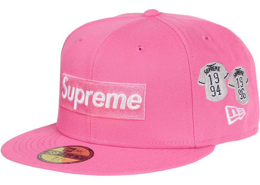 Supreme Jerseys Box Logo New Era Fitted Hat Pink