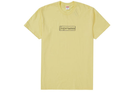 Supreme KAWS Chalk Logo Tee Pale Yellow