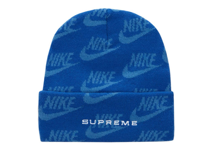 Supreme Nike Jacquard Logos Beanie Blue