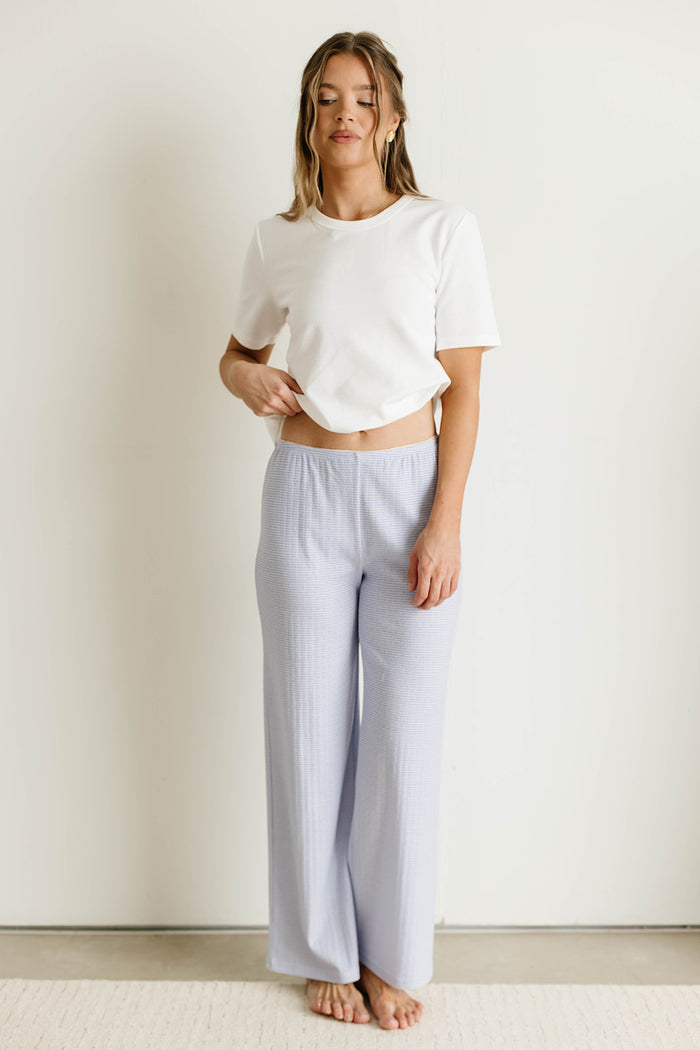Suri Pointelle Lounge Pants in Dusty Blue