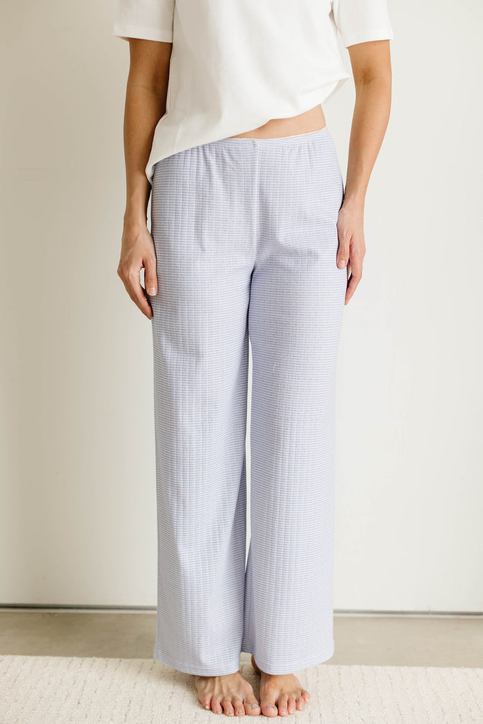 Suri Pointelle Lounge Pants in Dusty Blue