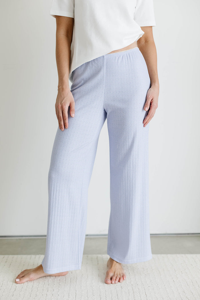 Suri Pointelle Lounge Pants in Dusty Blue