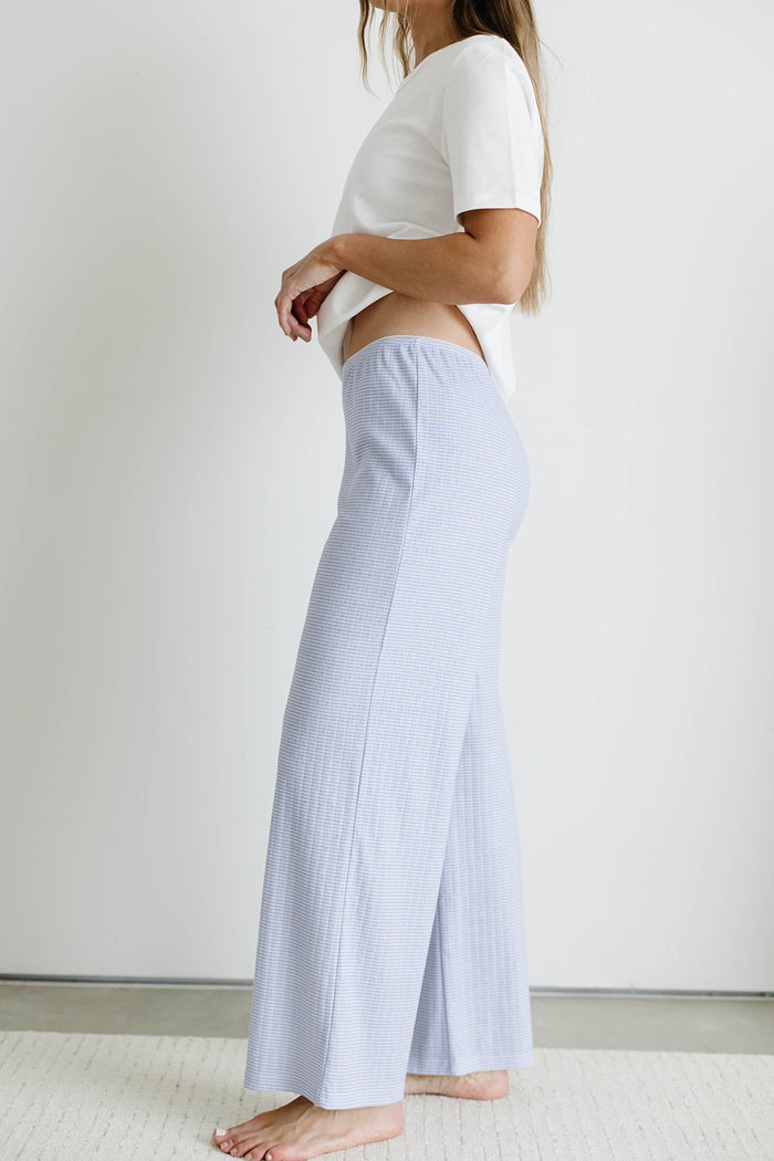 Suri Pointelle Lounge Pants in Dusty Blue