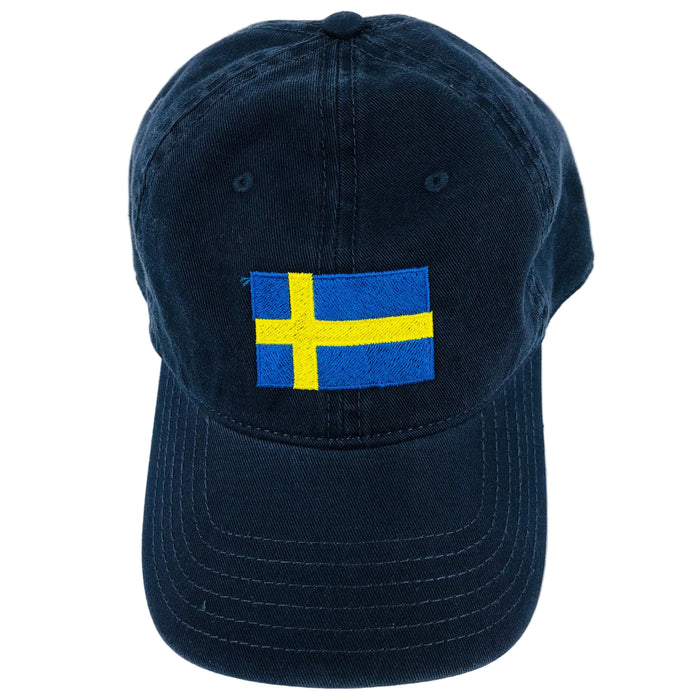 Sweden flag embroidered navy baseball cap