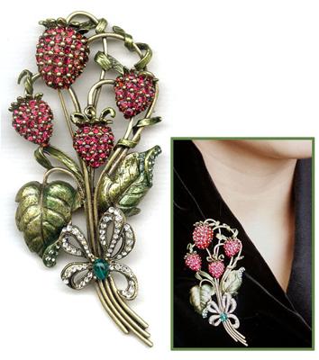 Sweet Strawberries Statement Brooch Pin