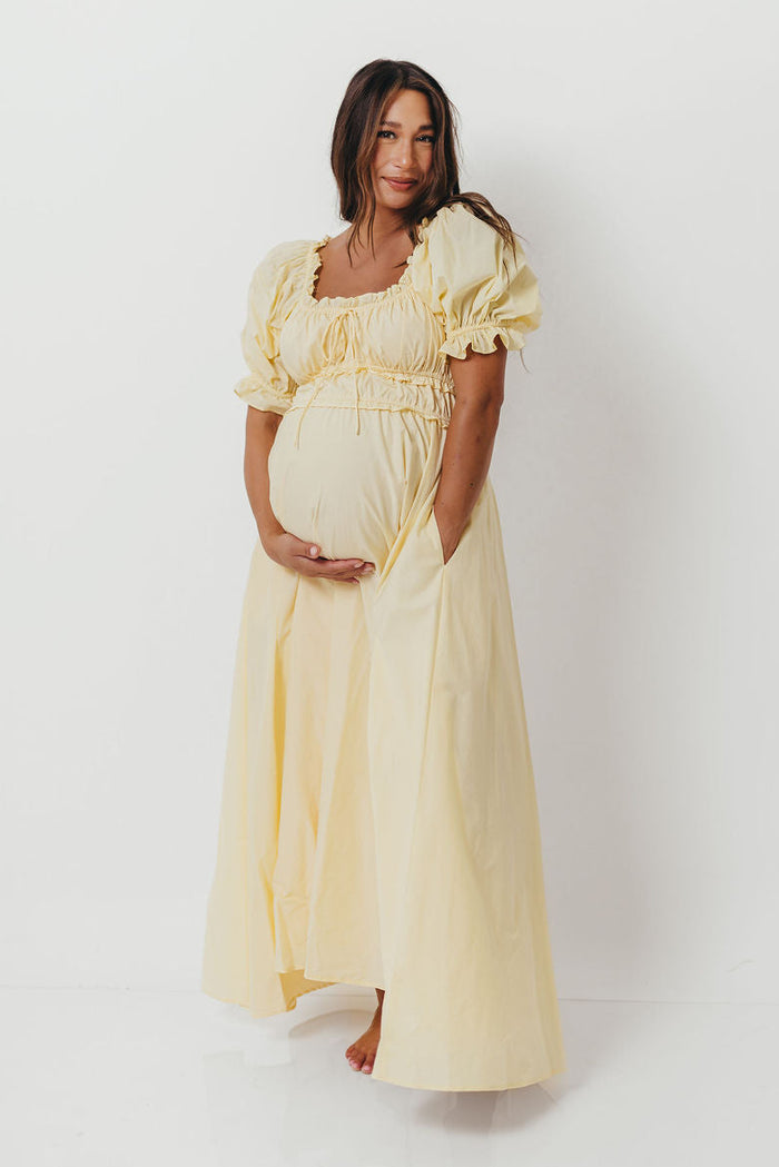 Sydnee Cotton Maxi Dress in Butter Yellow - Bump Friendly