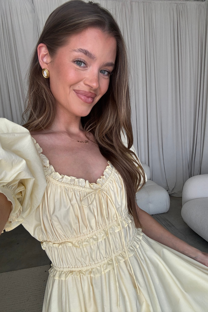 Sydnee Cotton Maxi Dress in Butter Yellow - Bump Friendly