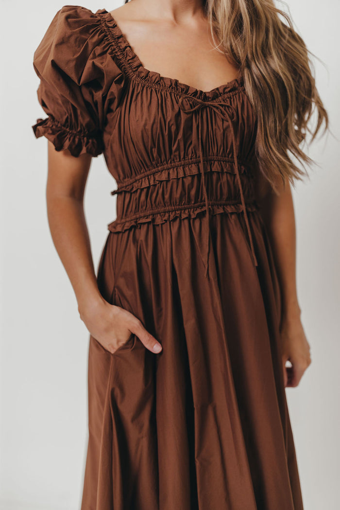 Sydnee Cotton Maxi Dress in Chocolate Brown - Bump Friendly