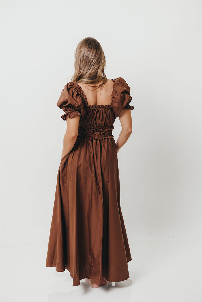 Sydnee Cotton Maxi Dress in Chocolate Brown - Bump Friendly