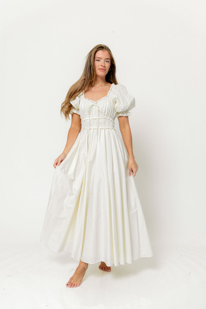 Sydnee Cotton Maxi Dress in Cream - Bump Friendly