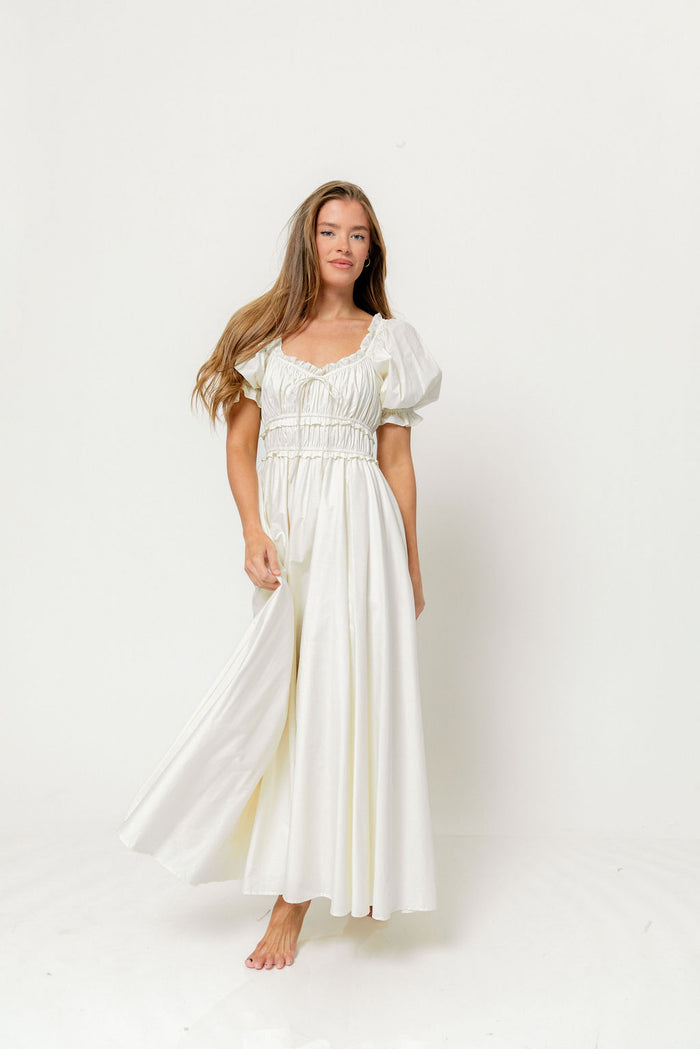 Sydnee Cotton Maxi Dress in Cream - Bump Friendly