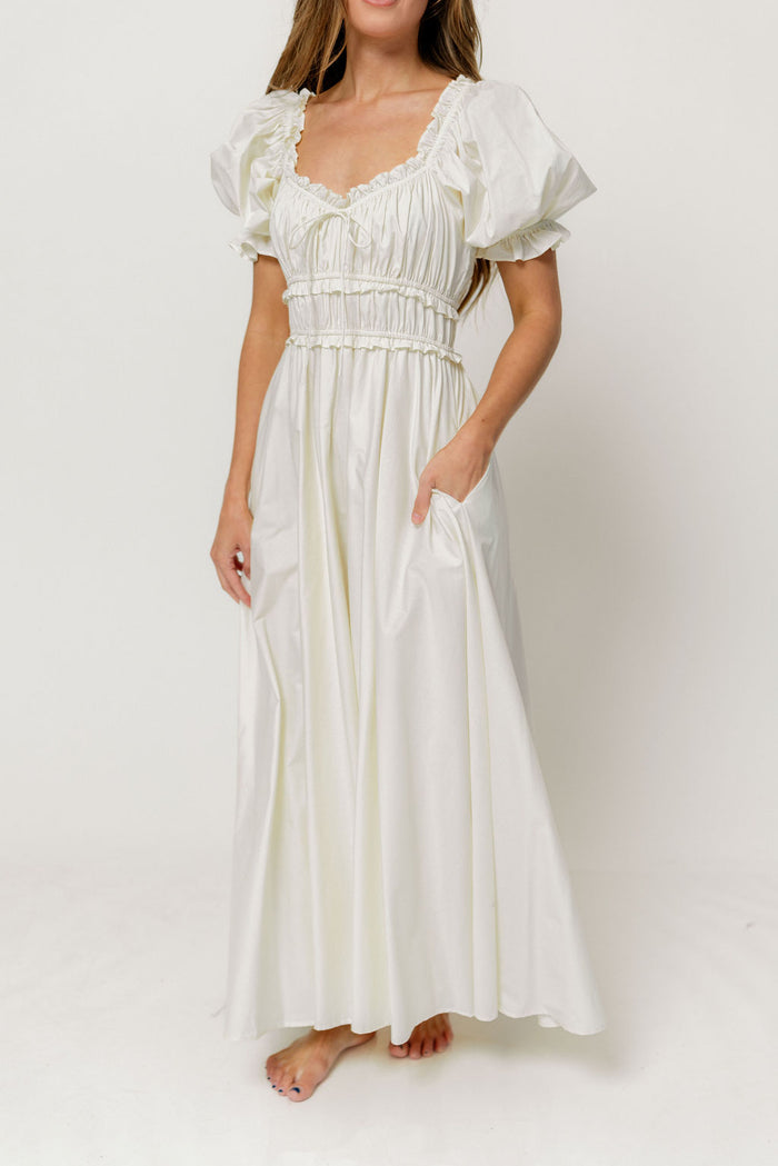 Sydnee Cotton Maxi Dress in Cream - Bump Friendly
