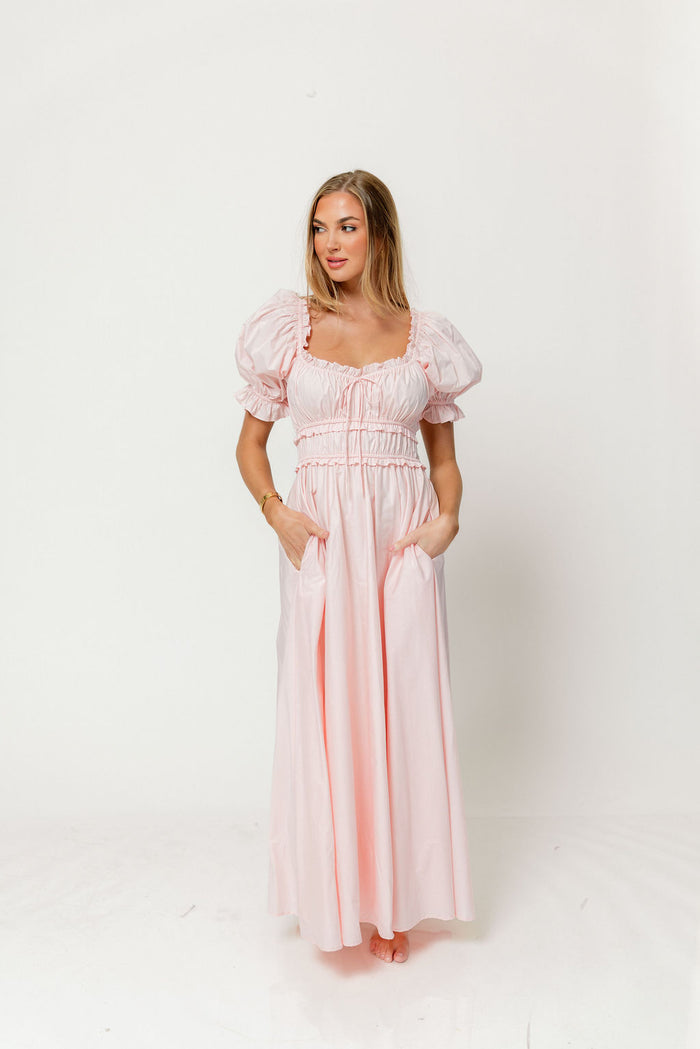 Sydnee Cotton Maxi Dress in Pale Pink - Bump Friendly