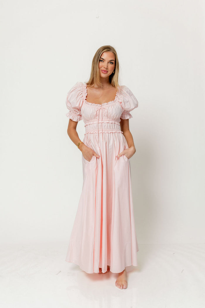 Sydnee Cotton Maxi Dress in Pale Pink - Bump Friendly