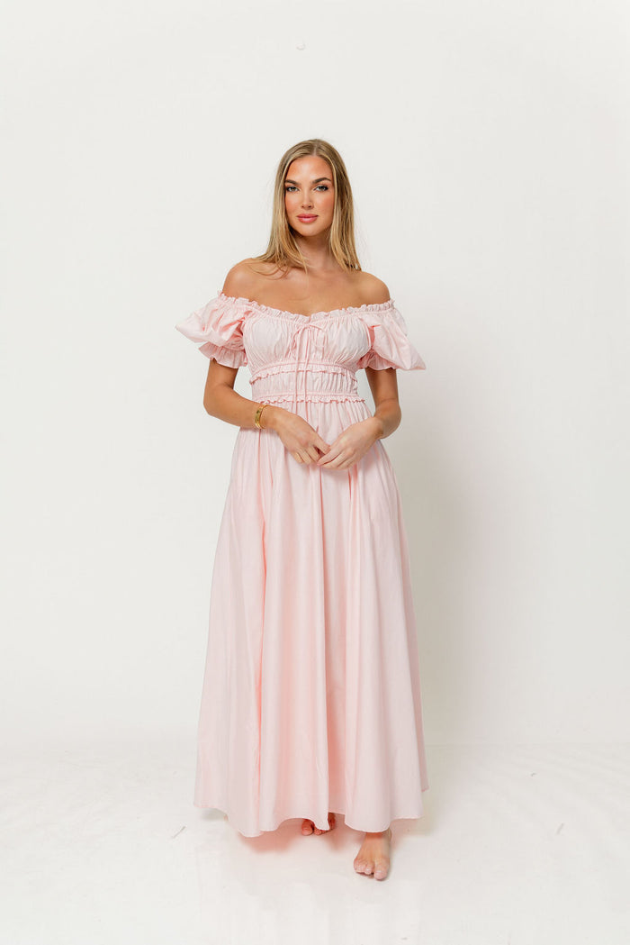 Sydnee Cotton Maxi Dress in Pale Pink - Bump Friendly