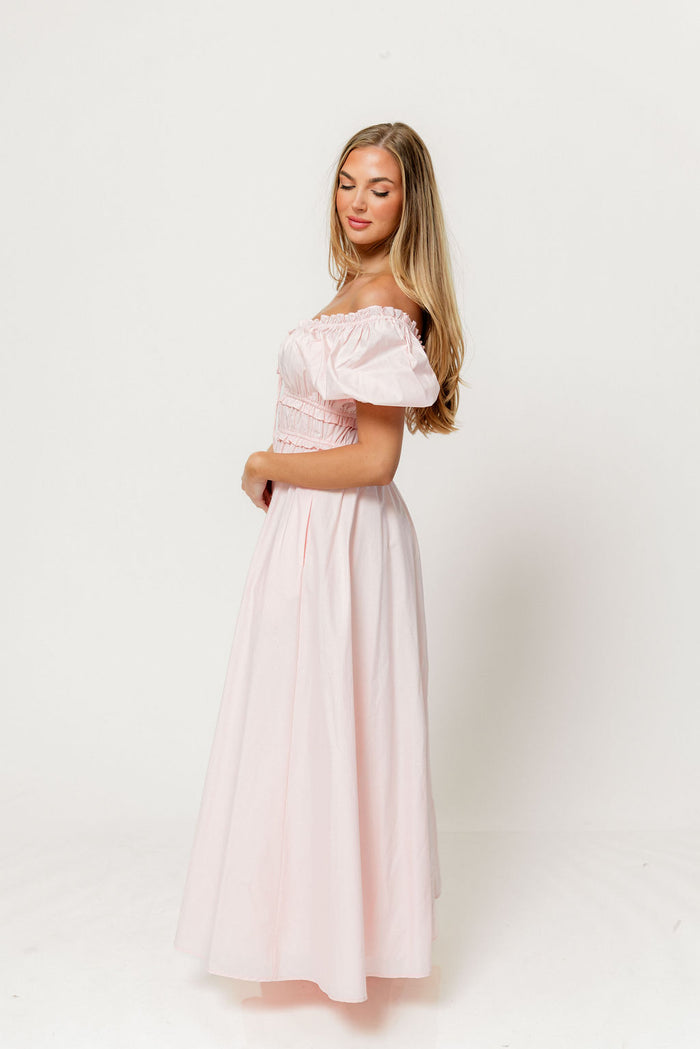 Sydnee Cotton Maxi Dress in Pale Pink - Bump Friendly