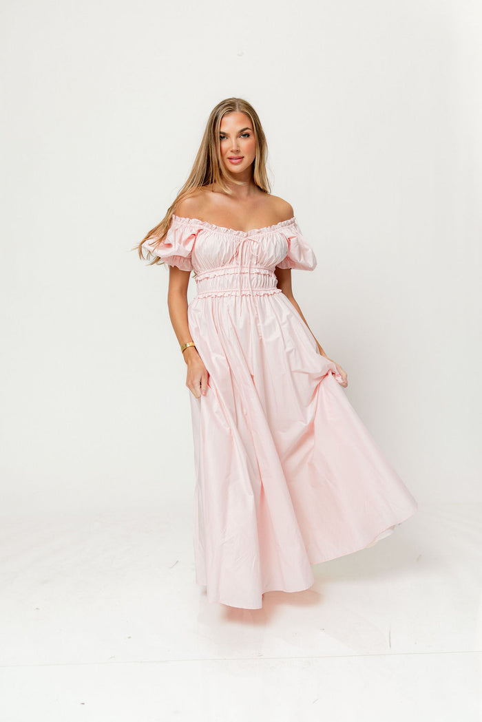 Sydnee Cotton Maxi Dress in Pale Pink - Bump Friendly