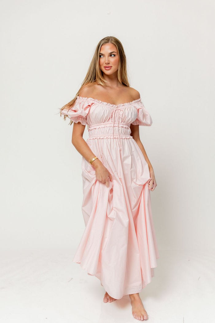 Sydnee Cotton Maxi Dress in Pale Pink - Bump Friendly