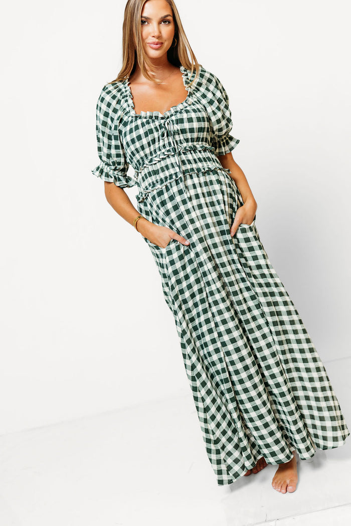 Sydnee Maxi Dress in Green Gingham - Bump Friendly & Inclusive Sizing *9/16 PRE-ORDER*