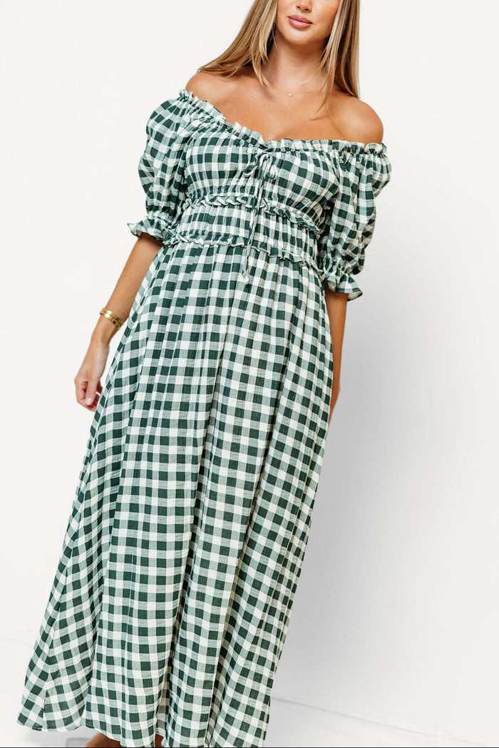 Sydnee Maxi Dress in Green Gingham - Bump Friendly & Inclusive Sizing *9/16 PRE-ORDER*