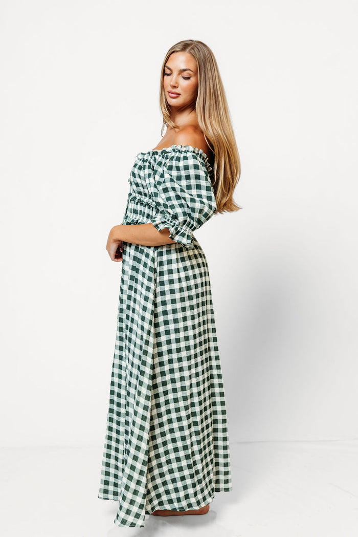 Sydnee Maxi Dress in Green Gingham - Bump Friendly & Inclusive Sizing *9/16 PRE-ORDER*
