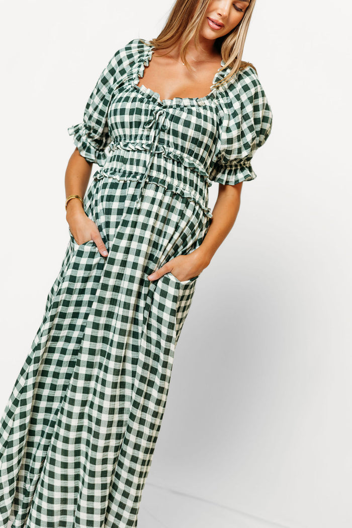 Sydnee Maxi Dress in Green Gingham - Bump Friendly & Inclusive Sizing *9/16 PRE-ORDER*