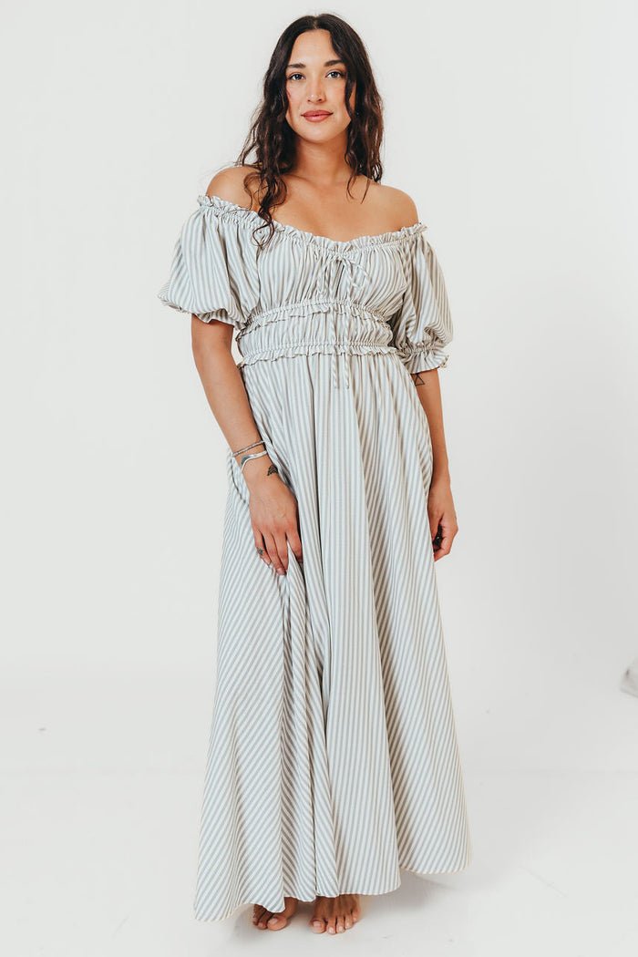 Sydnee Maxi Dress in Hamptons Blue Stripe - Bump Friendly
