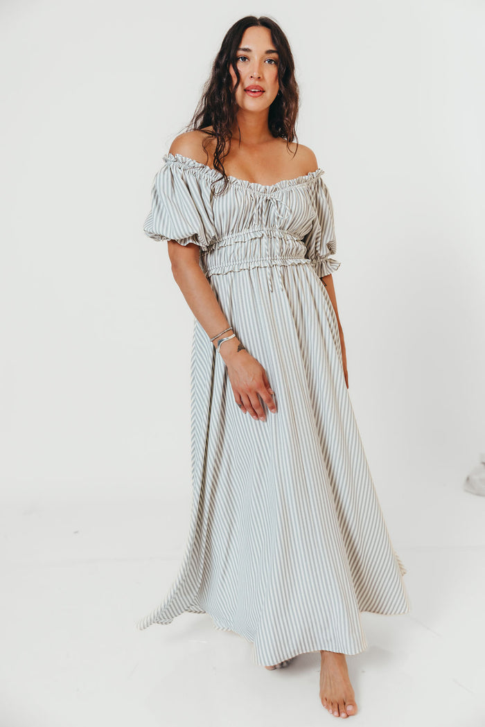 Sydnee Maxi Dress in Hamptons Blue Stripe - Bump Friendly