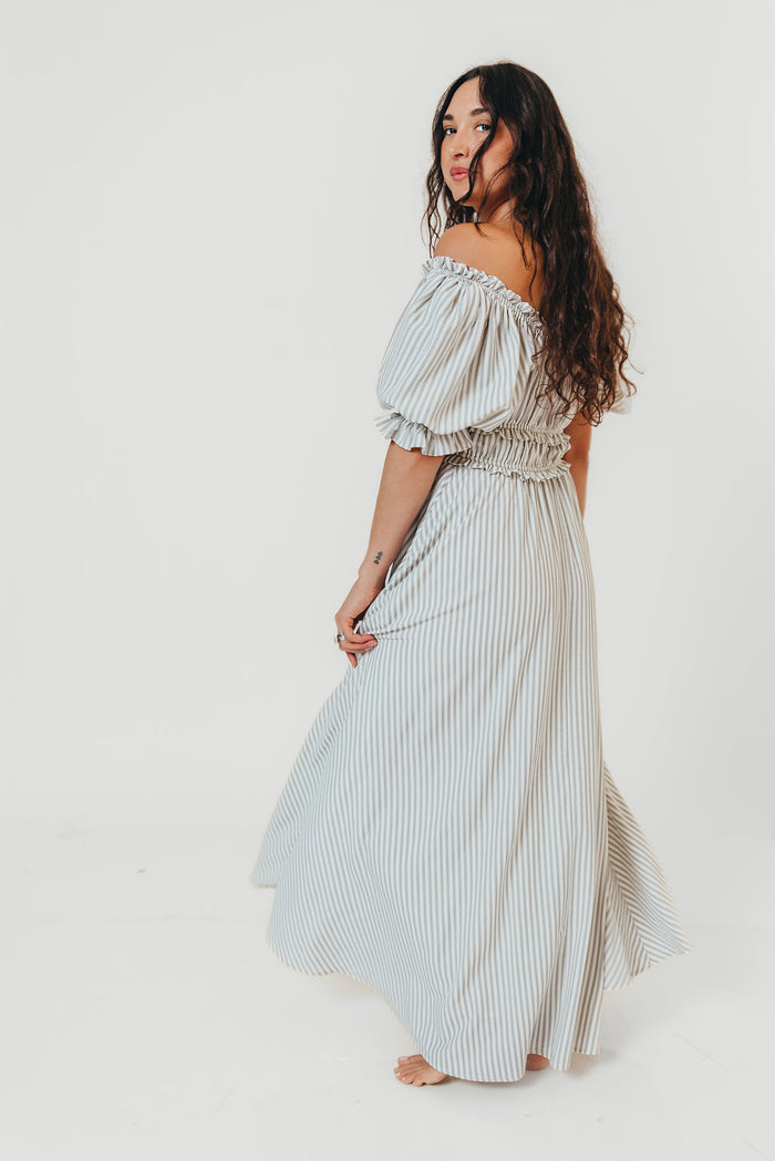 Sydnee Maxi Dress in Hamptons Blue Stripe - Bump Friendly