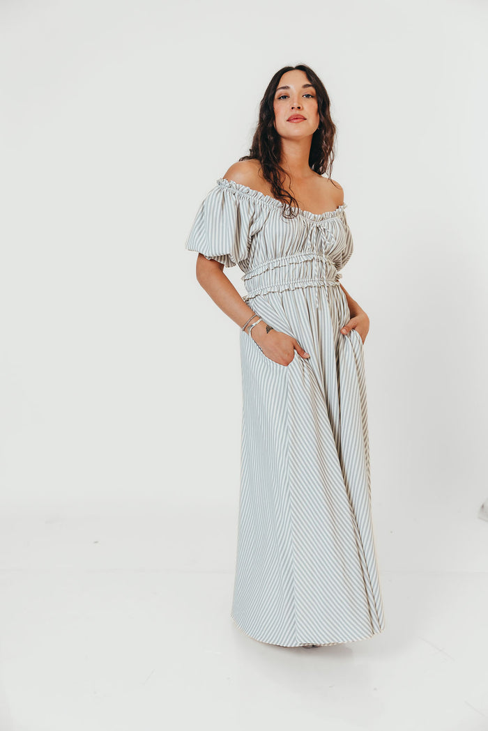 Sydnee Maxi Dress in Hamptons Blue Stripe - Bump Friendly