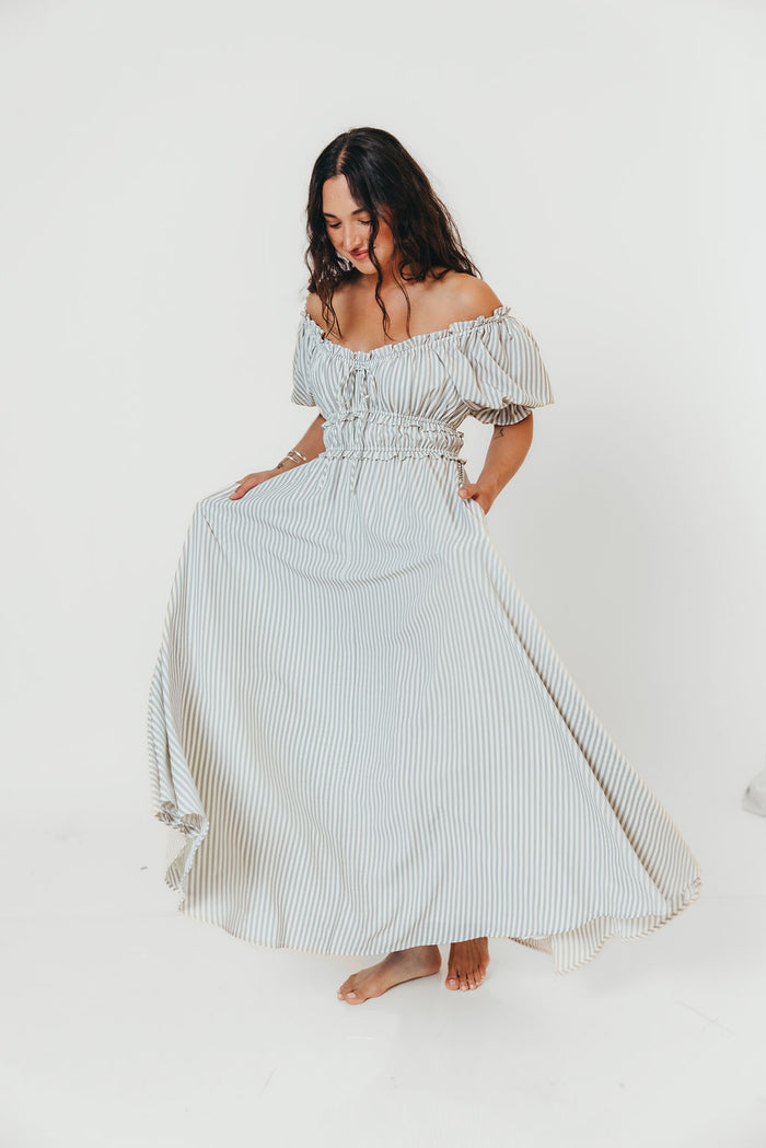 Sydnee Maxi Dress in Hamptons Blue Stripe - Bump Friendly