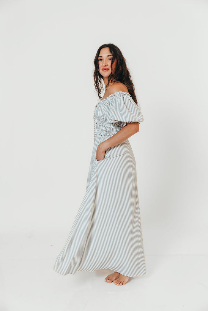 Sydnee Maxi Dress in Hamptons Blue Stripe - Bump Friendly