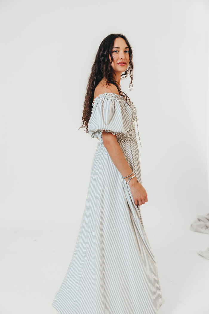 Sydnee Maxi Dress in Hamptons Blue Stripe - Bump Friendly