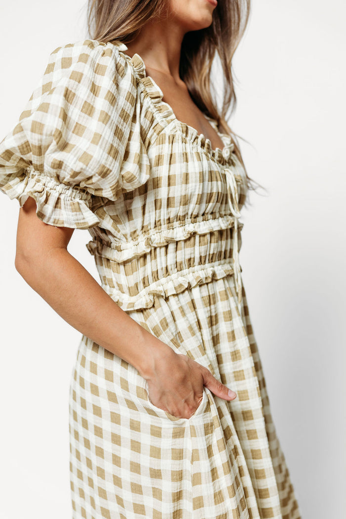 Sydnee Maxi Dress in Natural Gingham - Bump Friendly & Inclusive Sizing *9/16 PRE-ORDER*