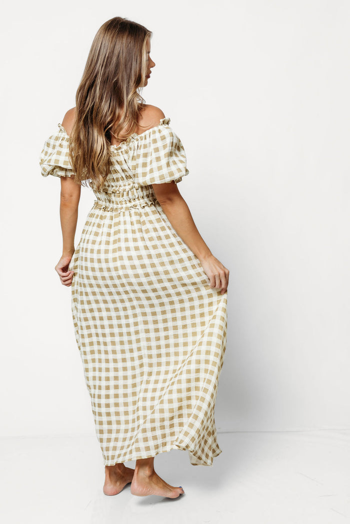 Sydnee Maxi Dress in Natural Gingham - Bump Friendly & Inclusive Sizing *9/16 PRE-ORDER*